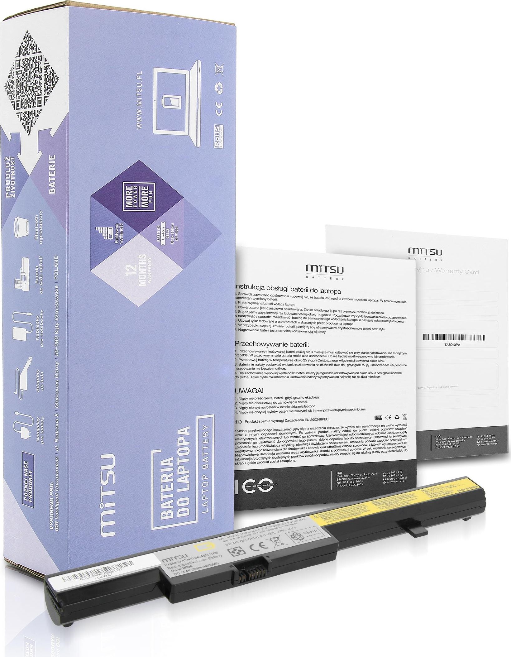 Bateria Mitsu Bateria do Lenovo B40, B50 (2200 mAh)-BC/LE-B40