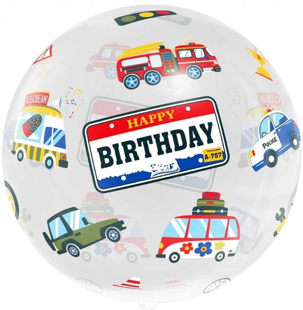 Balon Aqua kryształowy, Happy Birthday pojazdy