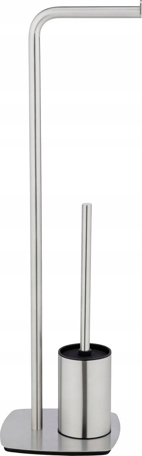 Wenko Szczotka do WC z uchwytem na papier toaletowy, matowa stal nierdzewna, IRIA, WENKO