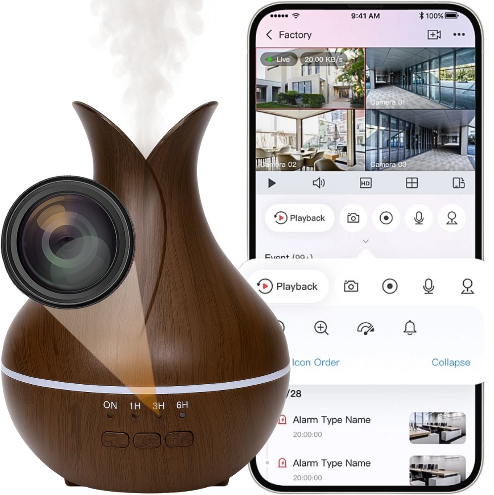 MINI KAMERA WIFI SZPIEGOWSKA W NAWILŻACZU CZUJNIK RUCHU PODGLĄD NA TELEFON