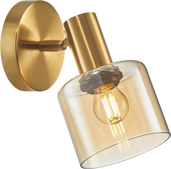 Kinkiet Italux Szklany kinkiet pokojowy Santia loft mosiądz bursztynowy