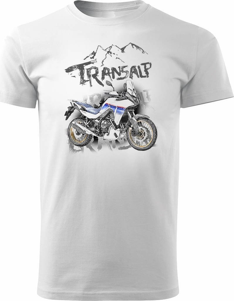 Topslang Koszulka motocyklowa z motocyklem na motor Honda Transalp 750 męska biała M