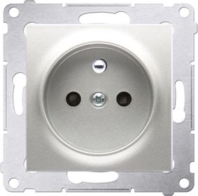 Kontakt-Simon Gniazdo wtyczkowe pojedyncze z uziemieniem 16A srebrny mat (DGZ1CZ.01/43)