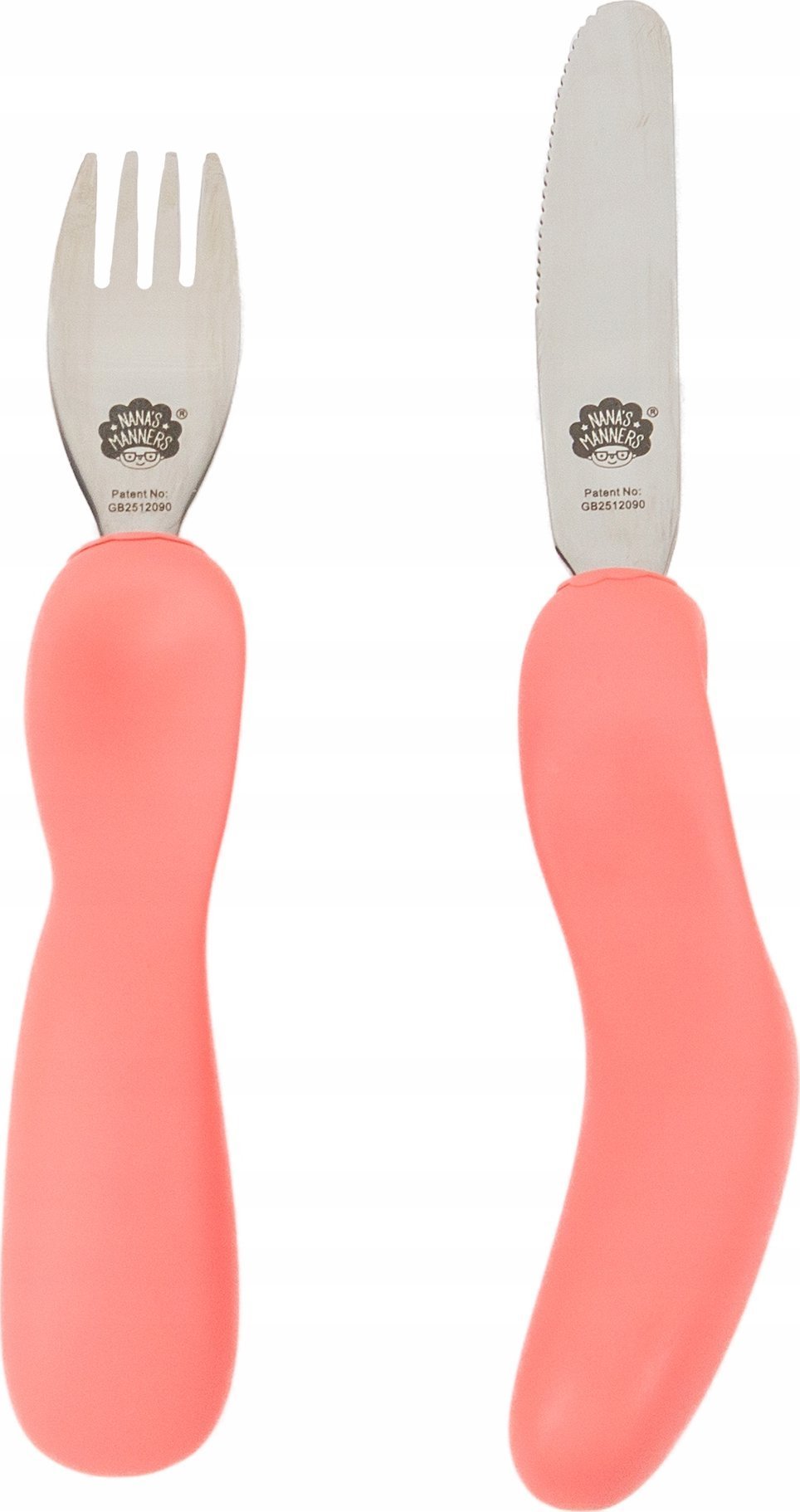 Nana`s Manners Nana's Manners, ETAP 3, Sztućce do samodzielnego jedzenia, widelec i nóż, różowe, 3-9 lat