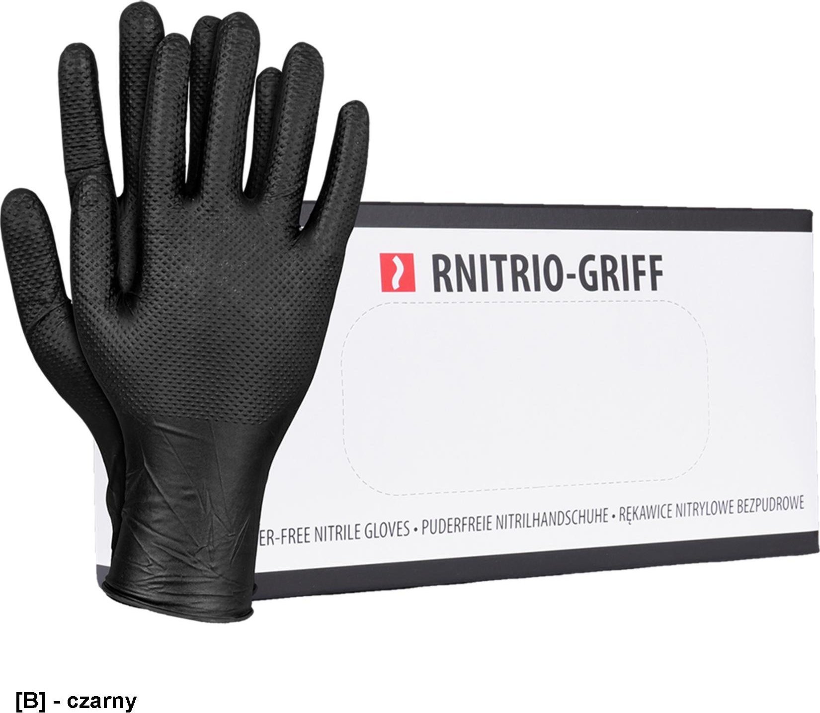 R.E.I.S. RNITRIO-GRIFF - Rękawice nitrylowe w kolorze czarnym - bezpudrowe XL
