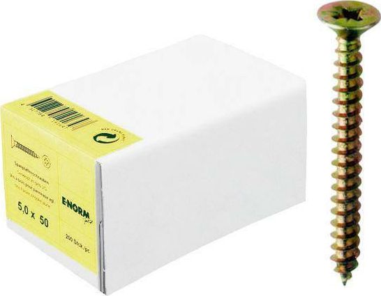 E-NORMpro Wkret do plyt wior.,leb wpuszcz.,zolty, ocynk.,gwint na cal. dlug., PZD 4,0x40, male opak.E-NORMpro