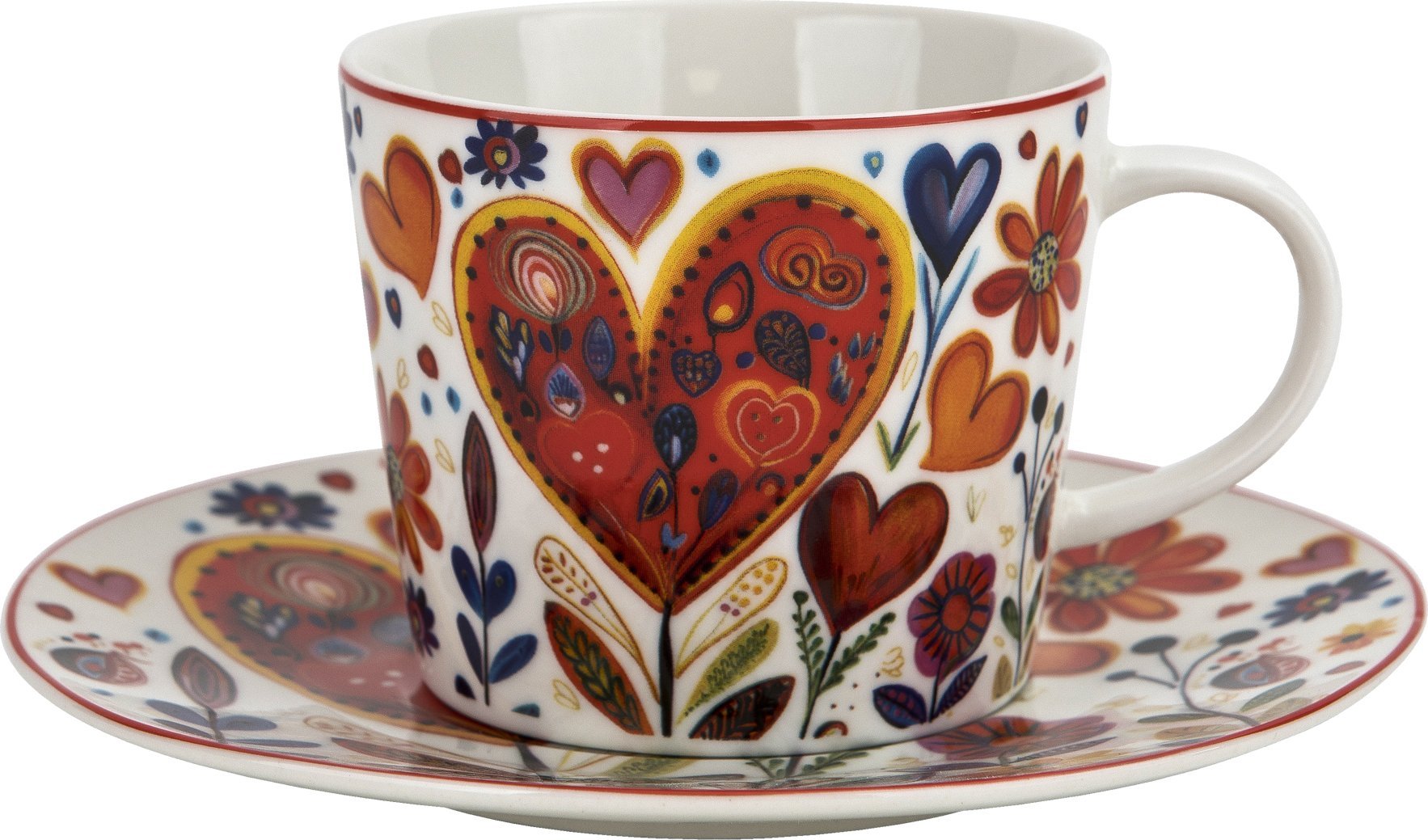 Filiżanka porcelanowa 220 ml + spodek Kolorowe Serca 4