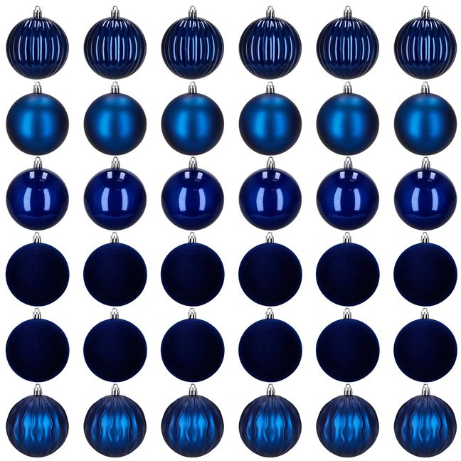 Springos Bombki choinkowe 36 szt. zestaw dekoracji świątecznych, nietłukące, granatowe UNIWERSALNY