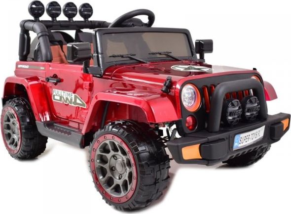 Super-Toys MEGA JEEP FULLTIME, NAPĘD 4X4, 1X12V ,WOLNY START/ MIĘKKIE KOŁA, FUNKCJA BUJANIA EXCLUSIVE LAKIER/7588