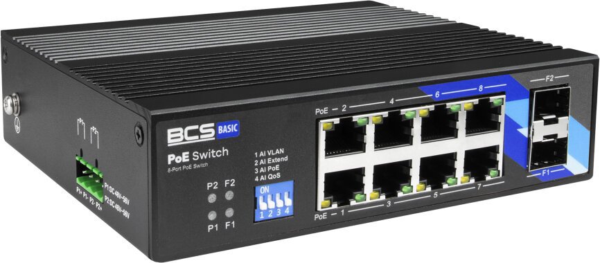 BCS-B-ISP08G-2SFP BCS switch PoE 8 portowy szyna DIN