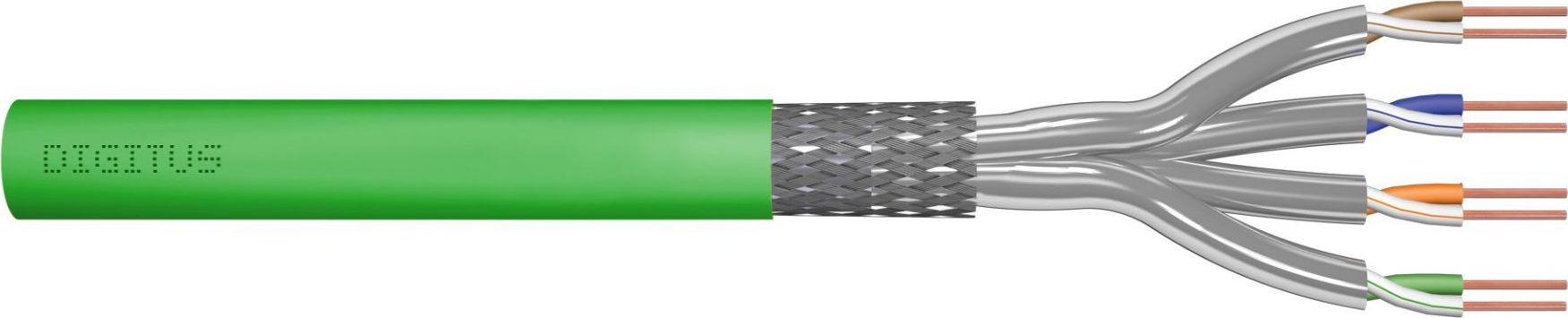 Digitus Kabel teleinformatyczny instalacyjny DIGITUS kat.8.2, S/FTP, Dca, AWG 22/1, LSOH, 50m, zielony, ofoliowany