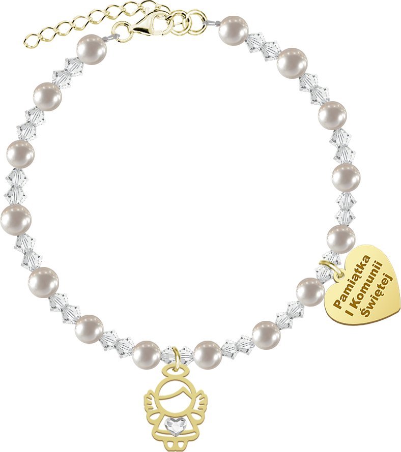 Radziszewska Jewellery I KOMUNIA ŚWIĘTA Bransoletka z Aniołkiem srebro pozłacane GRAWER GRATIS