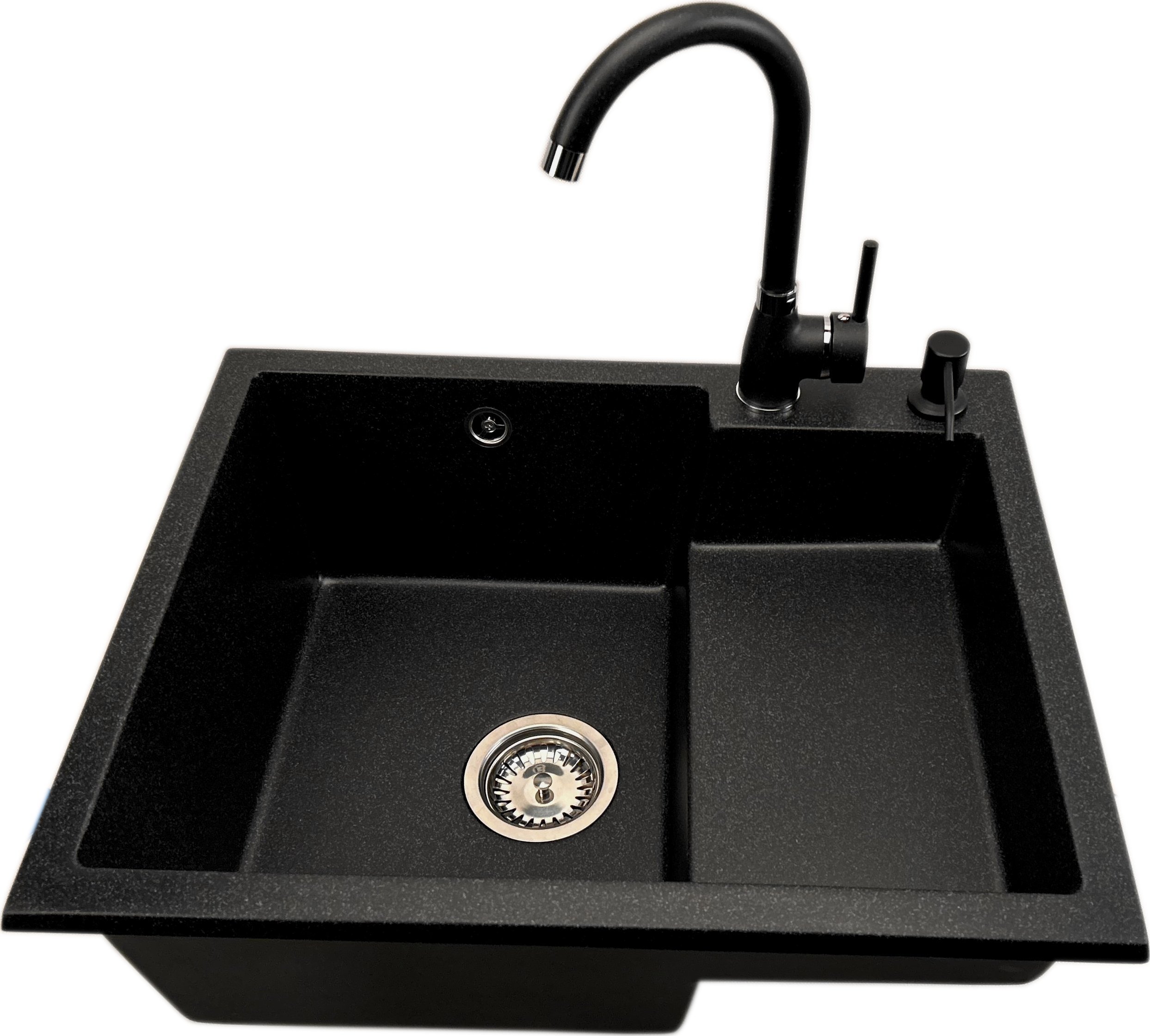 Zlewozmywak PREHNIT Zlewozmywak jednokomorowy COMAZ grafit + bateria + dozownik