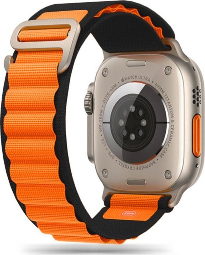 Braders Pasek Nylon Pro do Apple Watch 4 / 5 / 6 / 7 / 8 / SE / Ultra (42 / 44 / 45 / 49 mm) Black / Orange