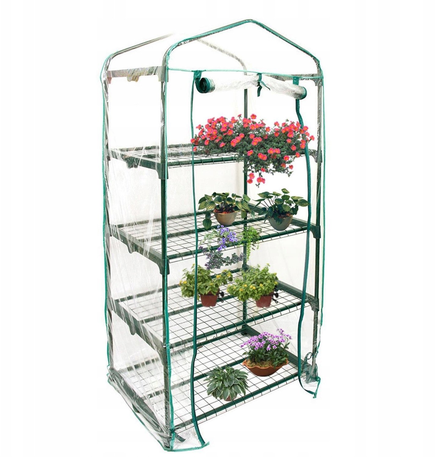 Mini SZKLARNIA OGRODOWA Balkonowa 4 PÓŁKI PIONOWA FOLIAK 69x49x155cm