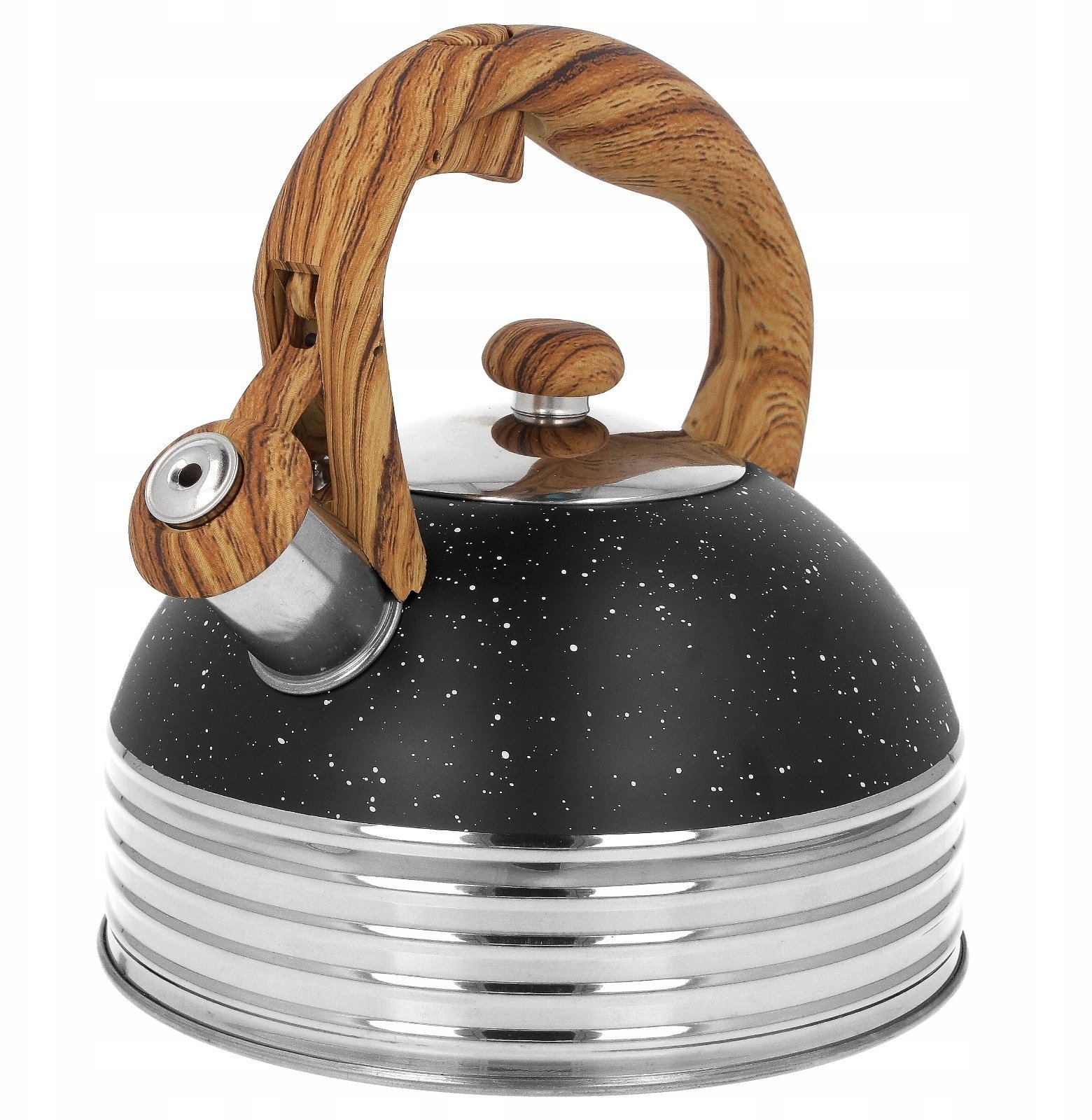Brunbeste Czajnik stalowy z gwizdkiem do indukcji 2.5L czarny marmurowy uchwyt drewniany BB-2476