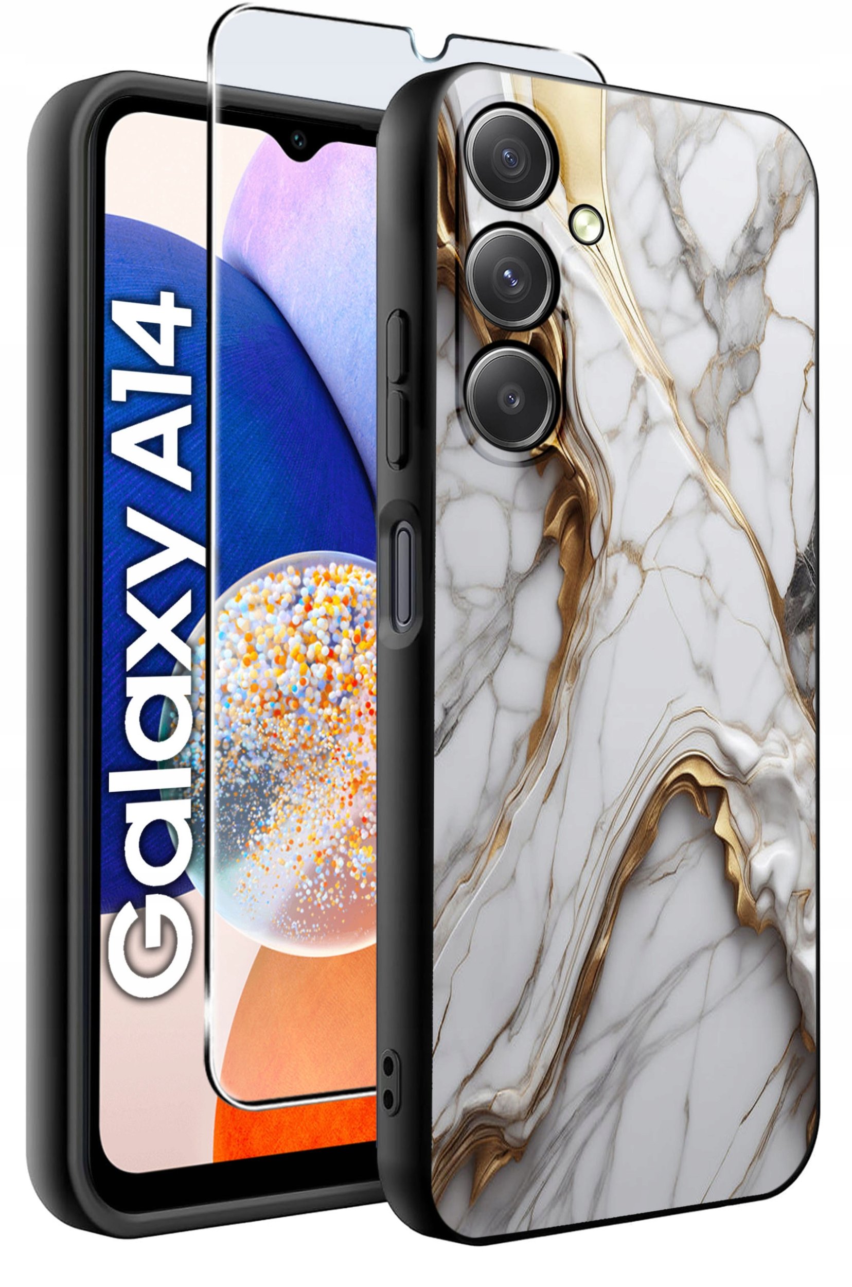 ETUI do Samsung A14 5G WZORY | SILIKONOWE MATT CASE + SZKŁO HARTOWANE 9H