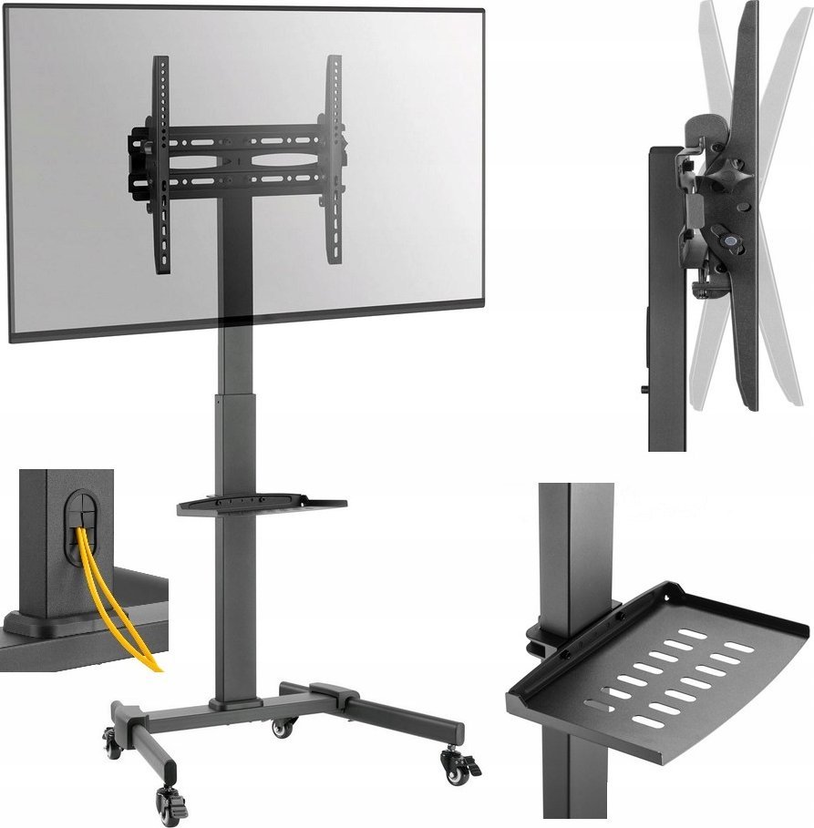 Cabletech Mobilny uchwyt TV - stojak z półką