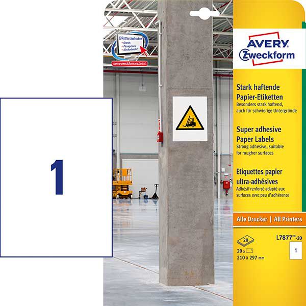 Avery Zweckform ETYK.ZF L7877-20 PAPIER DO TRUDNYCH POW - L7877-20