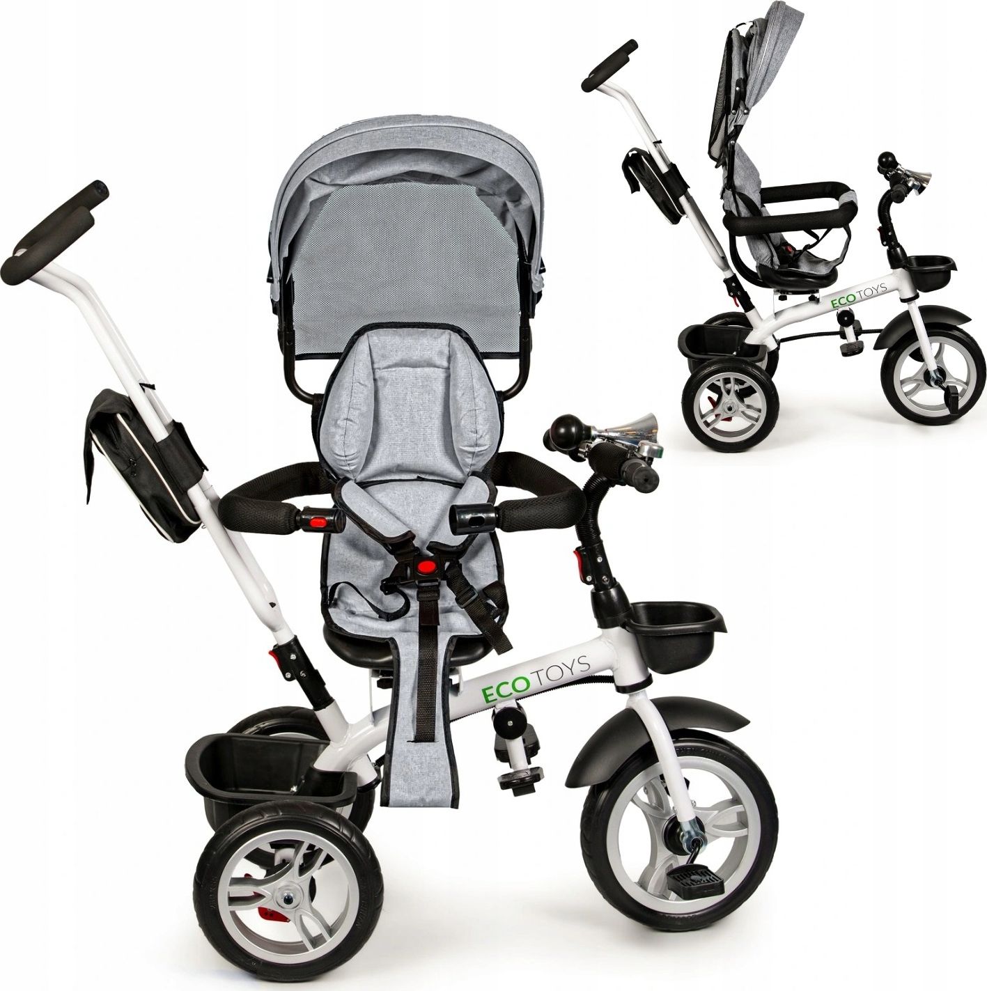 Ecotoys Rowerek Trójkołowy Obracany Szary
