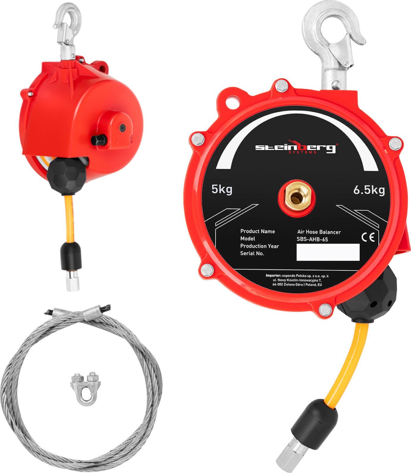 Steinberg Balanser linkowy odciążnik z wężem pneumatycznym 5 - 6,5 kg 1,3 m Balanser linkowy odciążnik z wężem pneumatycznym 5 - 6,5 kg 1,3 m