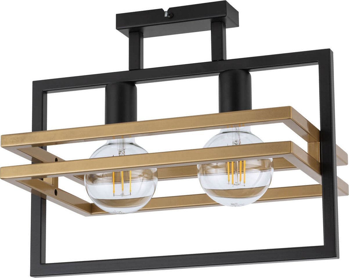Lampa sufitowa Sigma Prostokątna lampa sufitowa Merci ramki czarne złote