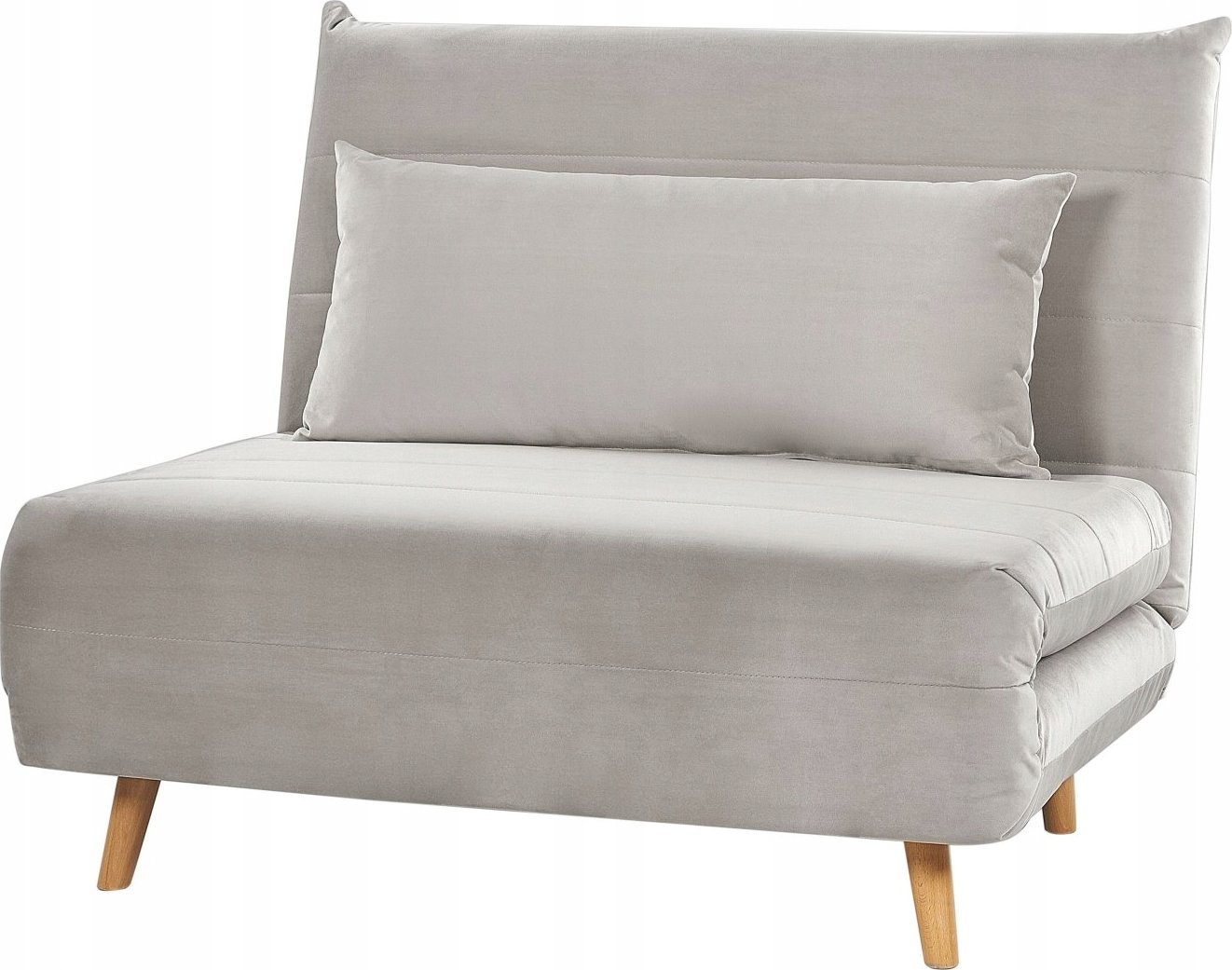 Beliani Sofa rozkładana welurowa jednoosobowa jasnoszara SETTEN