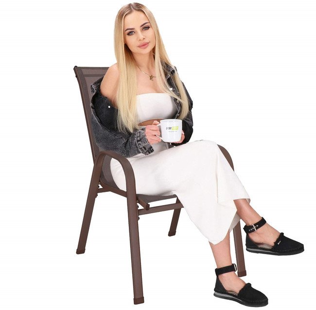 Krzesło ogrodowe, metalowe na balkon, taras brązowe UNIWERSALNY