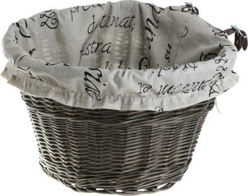 WickerPL Wiklinowy Kosz na rower Obszyty kosz rowerowy montowany na kierownicy 42x37 H24 cm