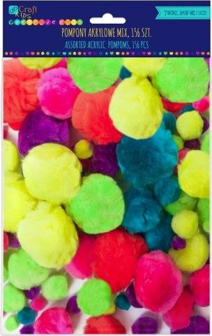 DP Craft Pompony akrylowe DPCRAFT mix neon 156szt. Dalprint