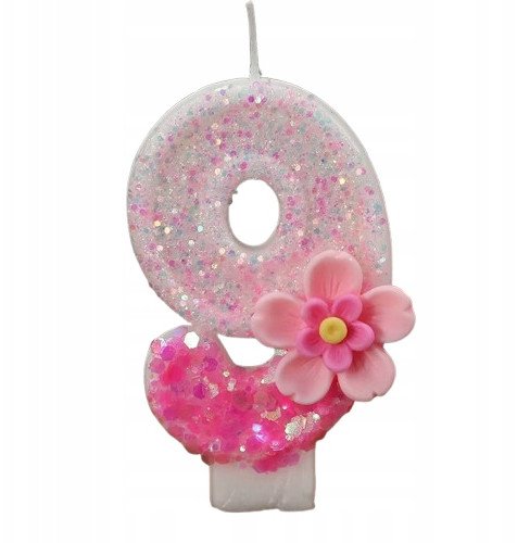 Świeczka Urodzinowa Na Tort / KWIATUSZEK / Świeczki na Urodziny / CYFRA 9