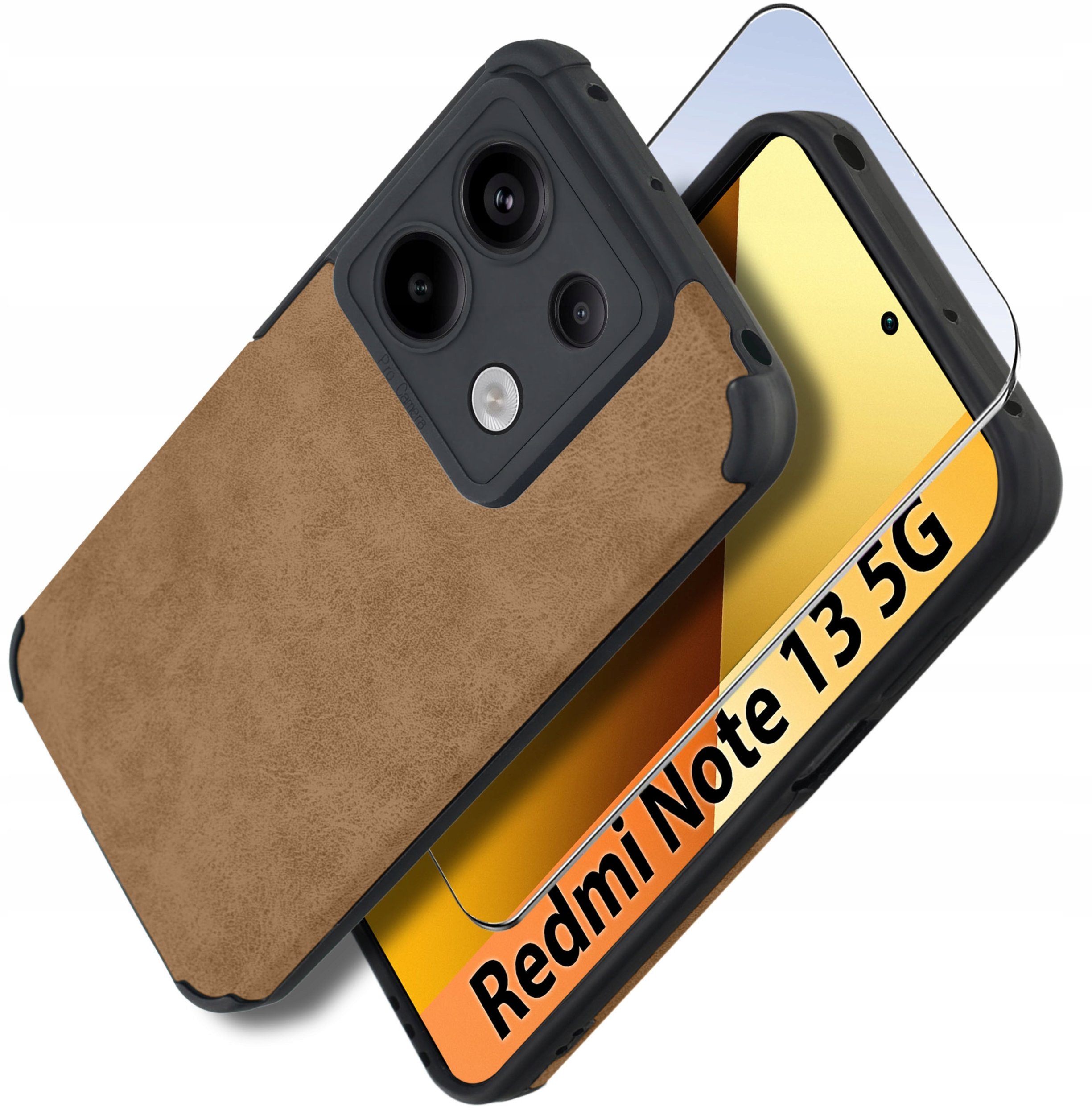 Etui do Xiaomi Redmi Note 13 5G silikonowe SKÓRZANE VINTAGE CASE + Szkło 9H