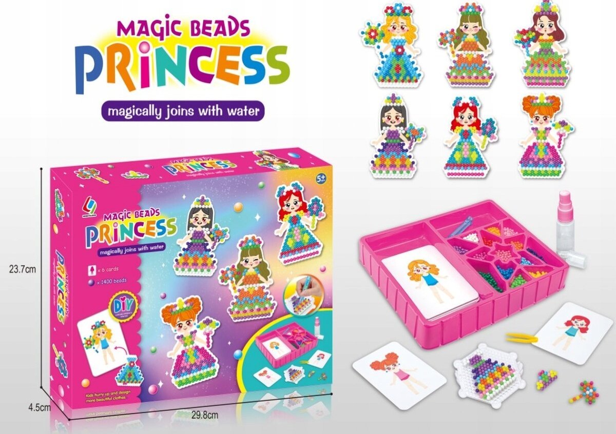 Koraliki Wodne KSIĘŻNICZKI Ubieranki, Karty, Akcesoria, 1400 Koralików