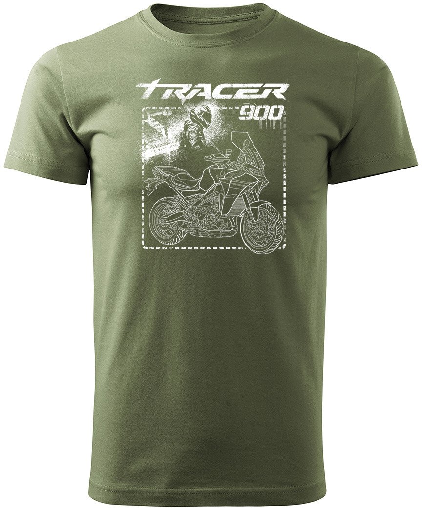 Koszulka motocyklowa z motocyklem na motor Yamaha Tracer 9 900 męska khaki XL