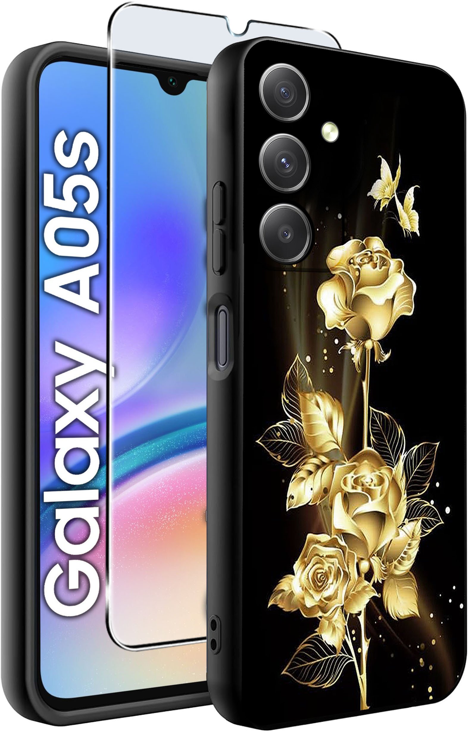 ETUI do Samsung A05s WZORY | SILIKONOWE MATT CASE + SZKŁO 9H