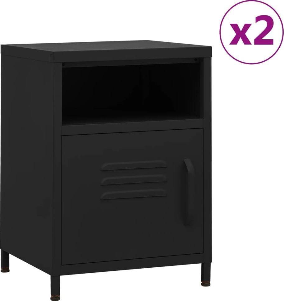 vidaXL vidaXL Szafki nocne, 2 szt., czarne, 35x35x51 cm, stalowe