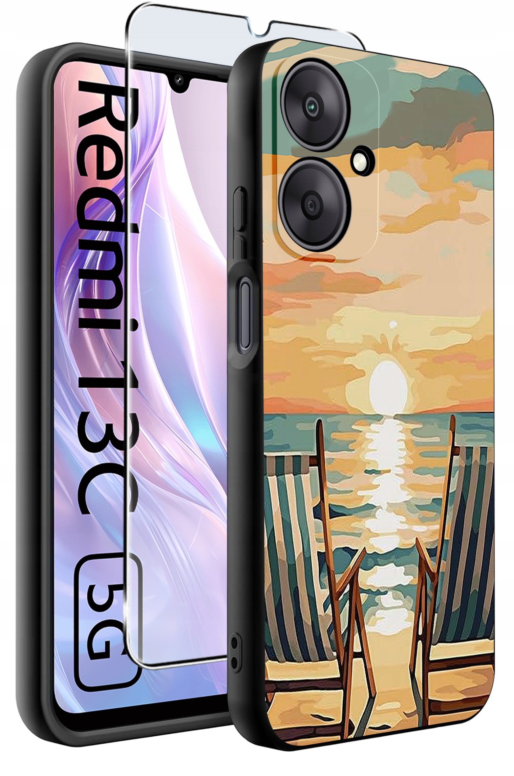 ETUI do Xiaomi Redmi 13C 5G WZORY |SILIKONOWE MATT CASE +SZKŁO HARTOWANE 9H