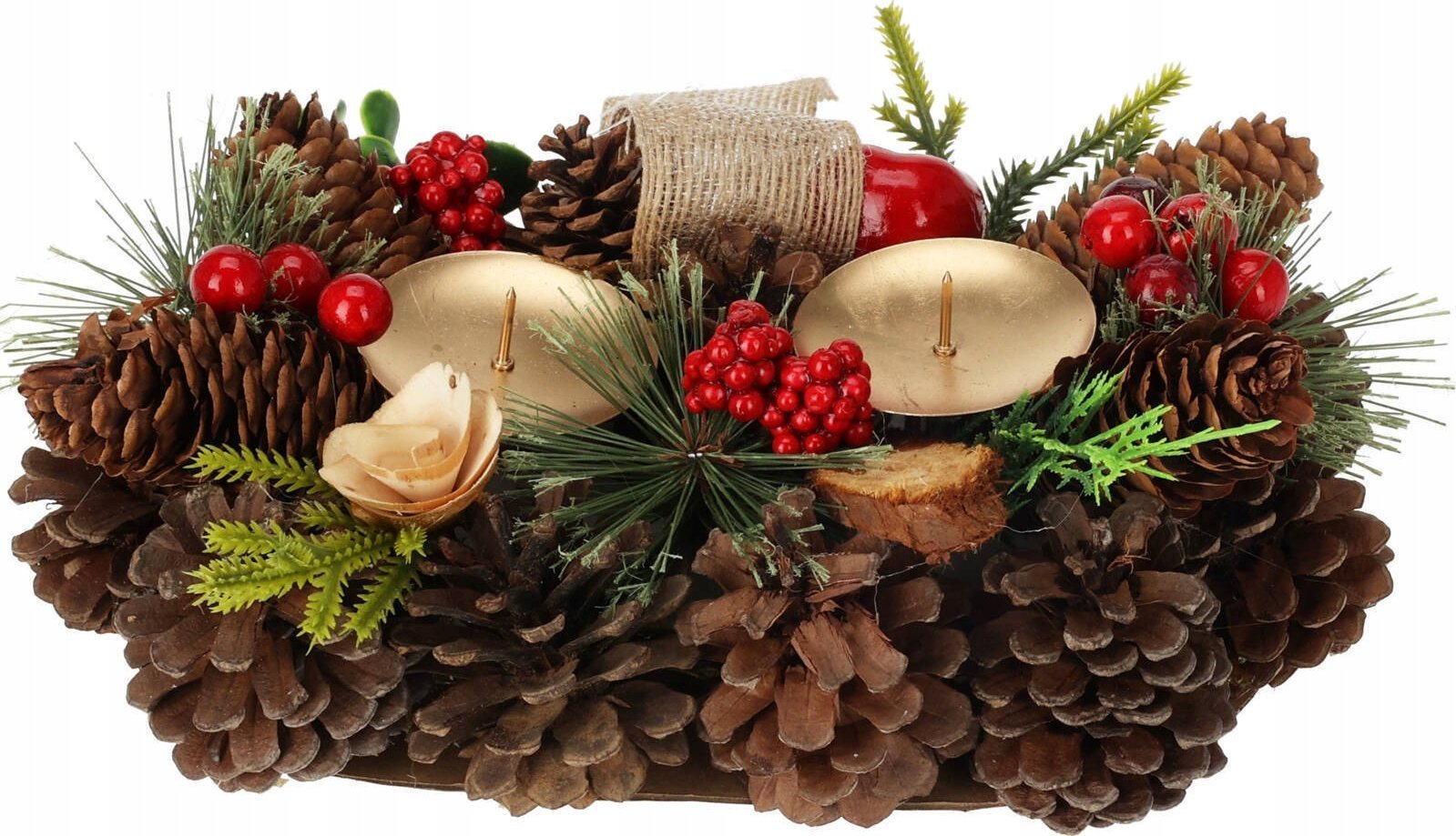 Home Styling Collection Świecznik z szyszek na dwie świeczki, 26 cm