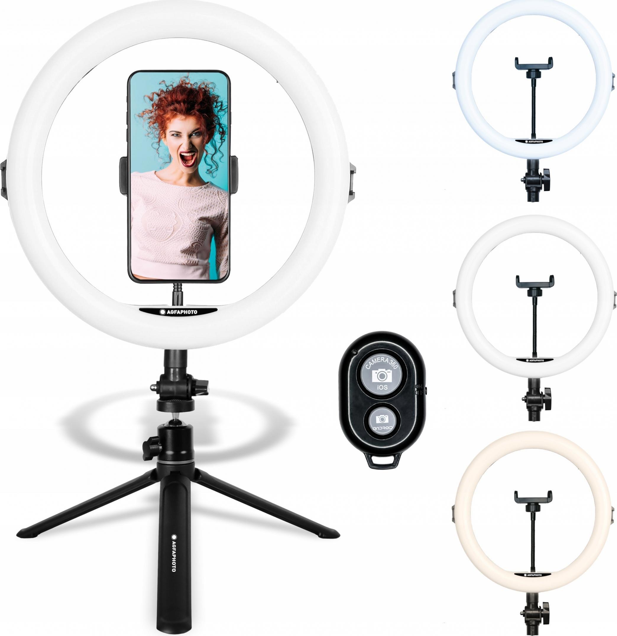 Lampa pierścieniowa AgfaPhoto AGFA ARL11 120 LED Ring VLOG + Statyw + Pilot