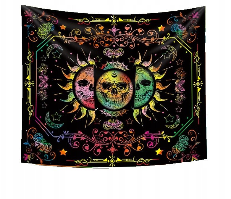 Dekoracja ŚCIENNA UV OBRAZ Fluorescencyjny GOBELIN ODBLASK 150x150cm Słońce