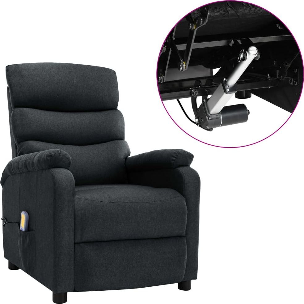 vidaXL Rozkładany fotel masujący, elektryczny, ciemnoszary, tkanina