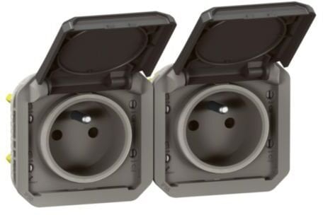 Legrand PLEXO 55 Gniazdo 2x2P+Z poziome mechanizm 16A - 250V AC antracyt 069842L