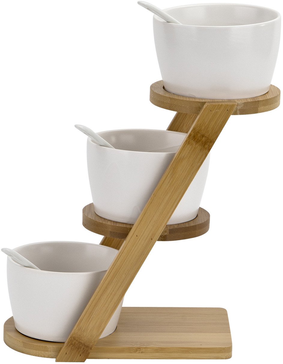 Zestaw do serwowania/stojak z miskami do dipów 4 el.