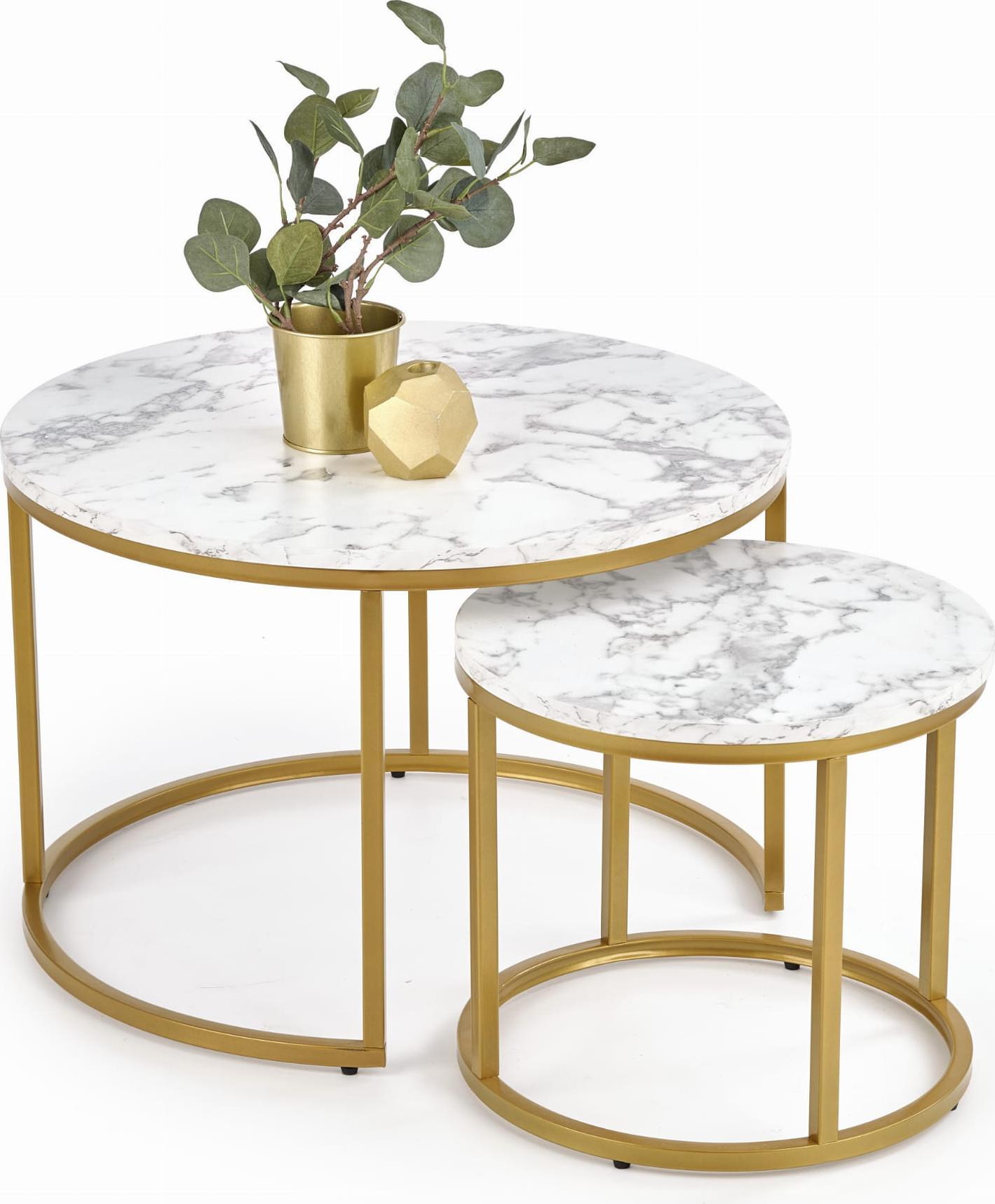 Halmar WNĘTRZARSKIE PAOLA zestaw 2 ław, marmur / złoty (1p=1szt)