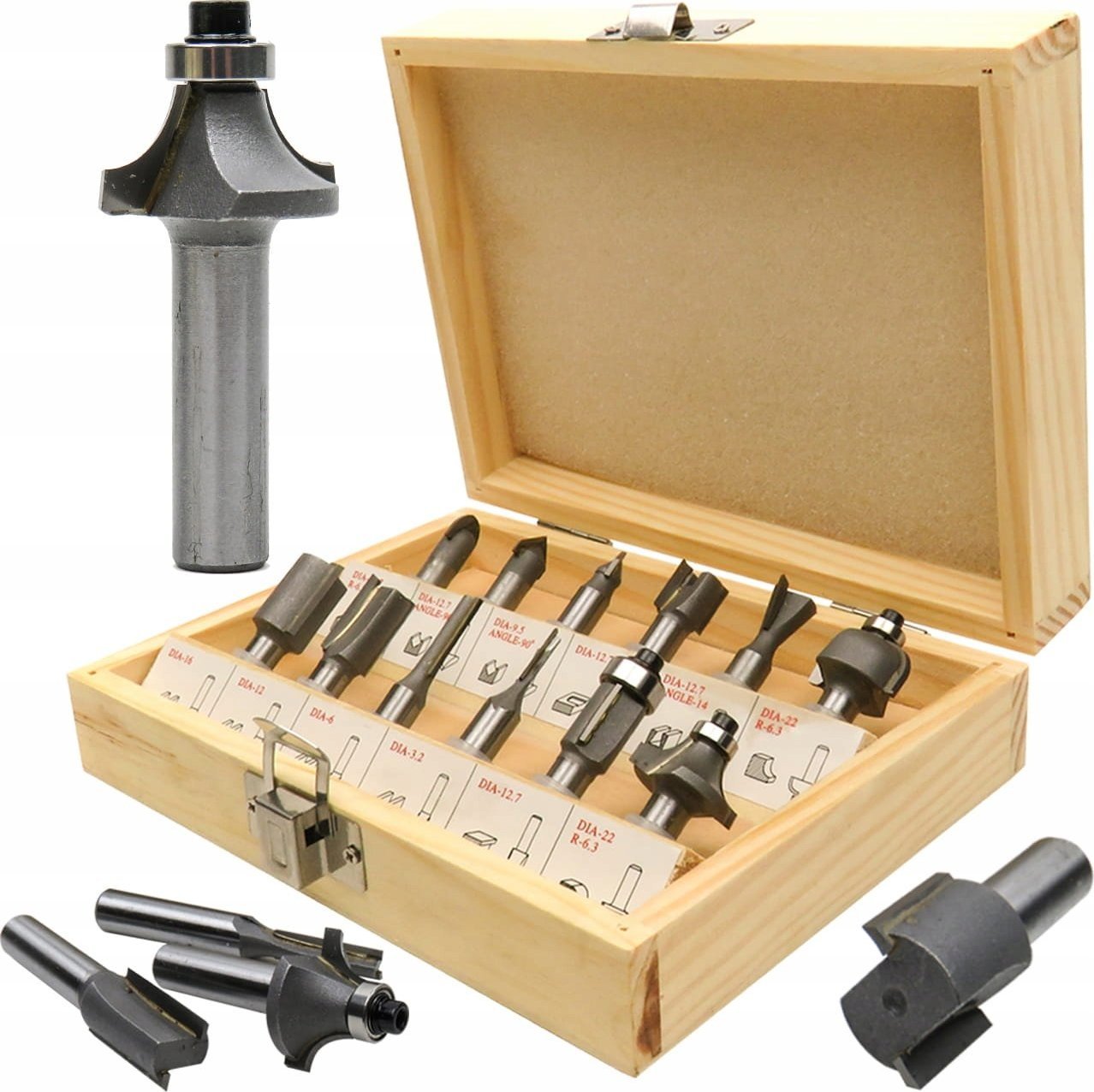 Falon-Tech Zestaw frezów łożyskowych do drewna 12 szt.