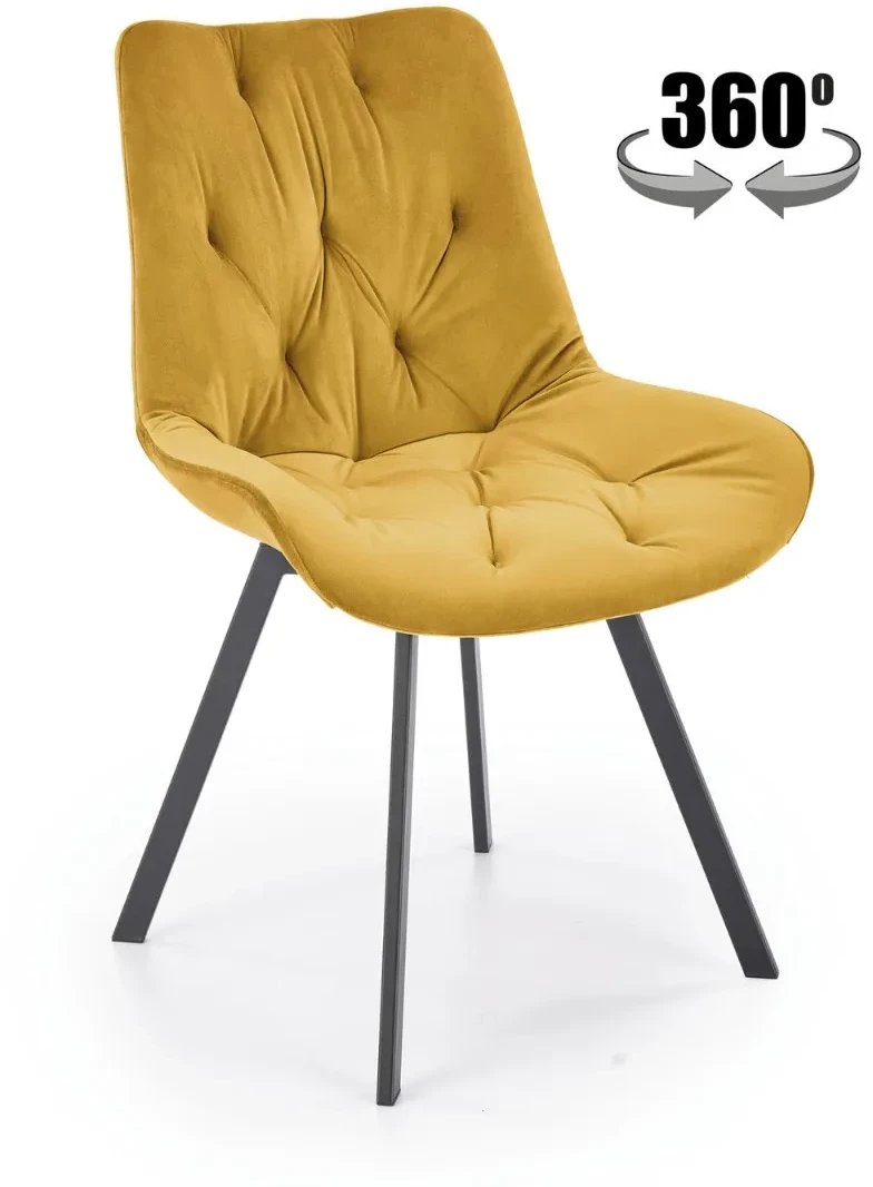 Krzesło tapicerowane K519 VELVET musztardowe obracane HALMAR