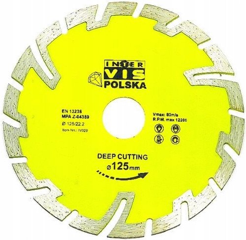 TARCZA DIAMENTOWA SEGMENTOWA 125mm DO CIĘCIA BETONU KOSTKI GŁĘBOKIE CIĘCIE