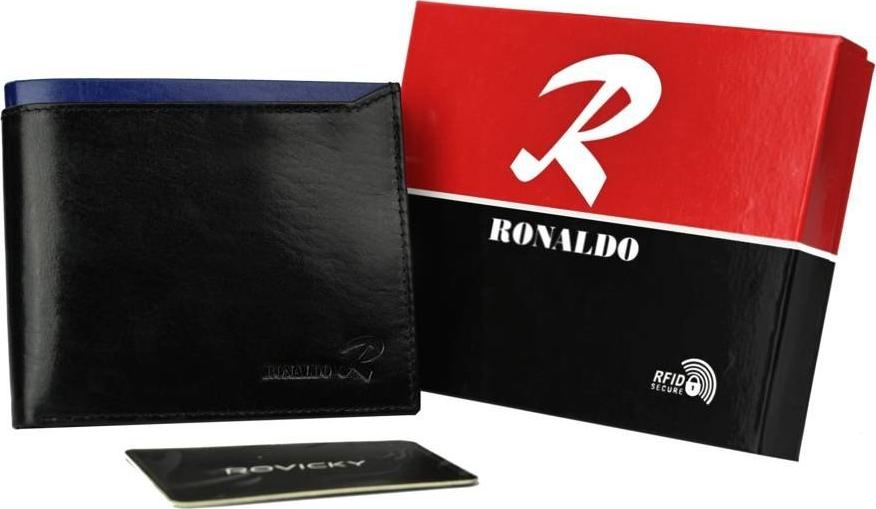 Ronaldo Składany, poziomy portfel męski z połyskującej skóry naturalnej Ronaldo NoSize