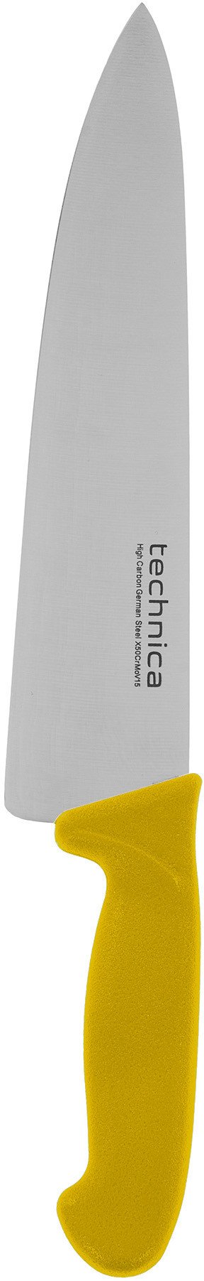 Nóż kucharski HACCP 385 mm, ostrze gładkie, spiczaste 250 mm, żółty | TECHNICA, Silver Line