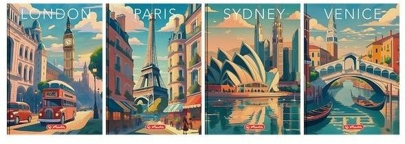 Brulion A6/96K kratka Retro City (5szt) EDUKAMP